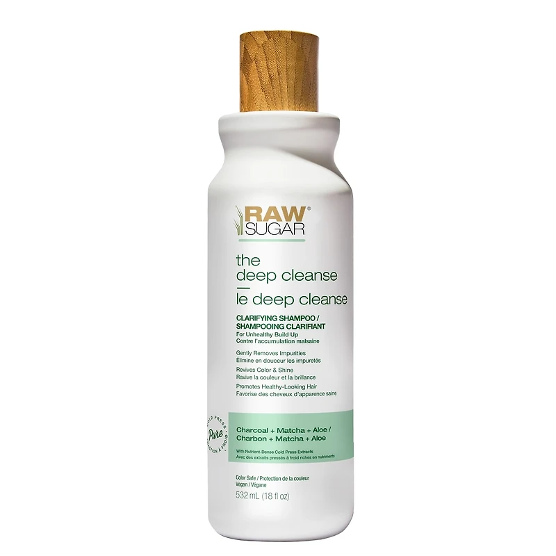Shampoing clarifiant Raw Sugar The Deep Cleanse - Charbon + Matcha + Aloès - 530 ml