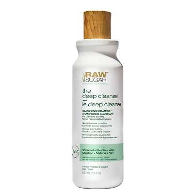 Shampoing clarifiant Raw Sugar The Deep Cleanse - Charbon + Matcha + Aloès - 530 ml