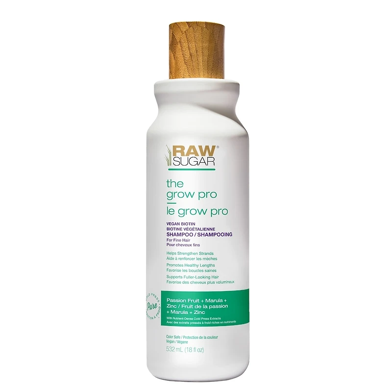 Shampoing Raw Sugar The Grow Pro - Fruit de la passion + Marula + Zinc - 530 ml