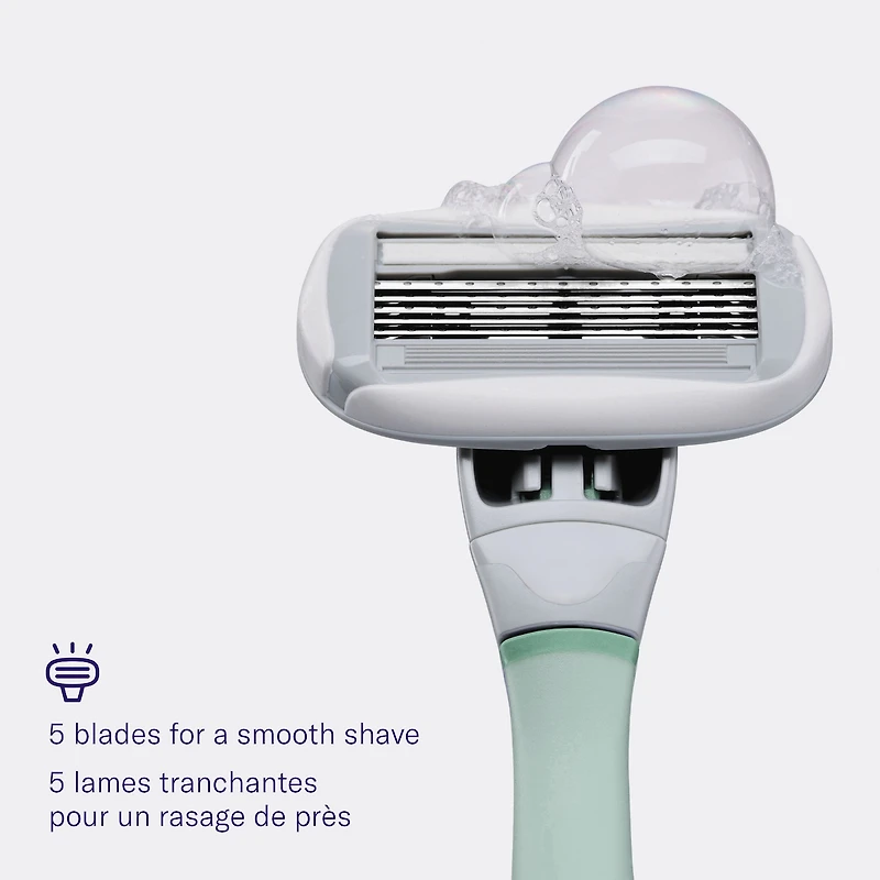 5-Blade Women's Razor - 1 Handle + 2 Blade Refills Lilac