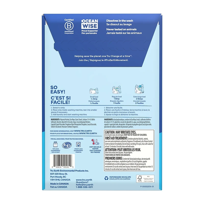 Détergent À Lessive En Feuilles Tru Earth, Linge Frais, 16 Feuilles