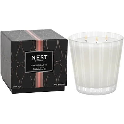 Bougie à trois mèches Rose noire et bois de oud