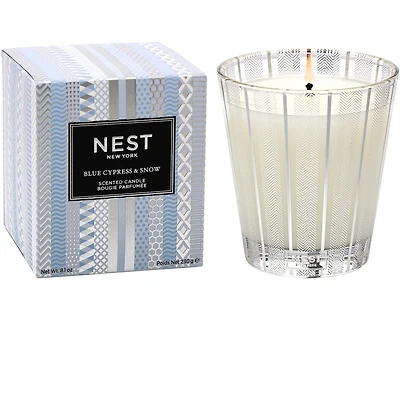 Bougie classique Cyprès bleu et neige