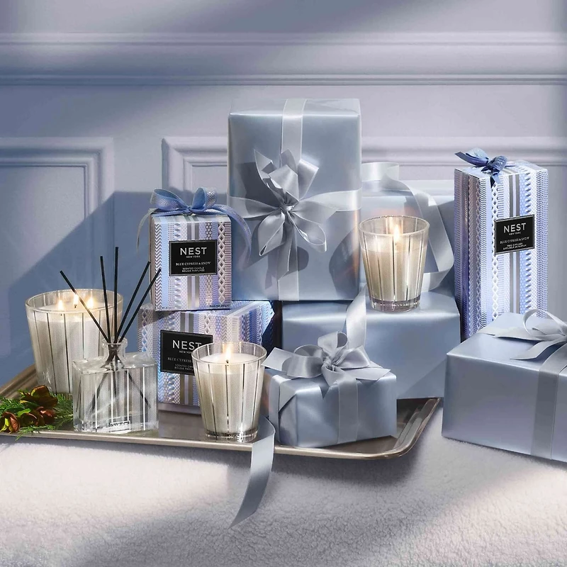 Bougie classique Cyprès bleu et neige