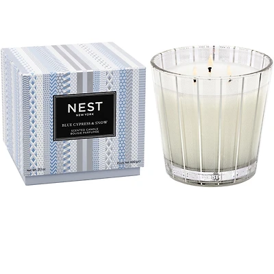 Bougie à trois mèches Blue Cypress & Snow