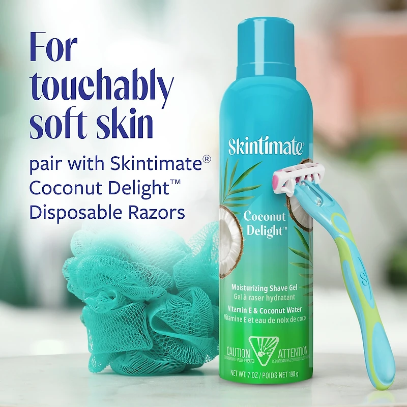 Gel à raser au parfum Coconut Delight de marque Skintimate