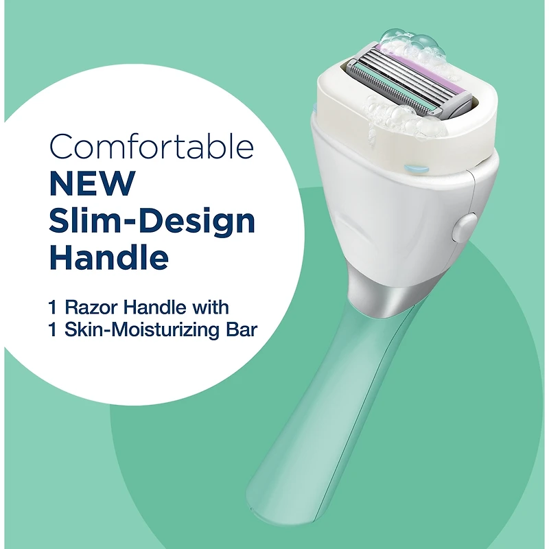Rasoir Sleek Handle pour peau sensible avec manche étroit et 1 cartouche de lames de marque Schick Intuition