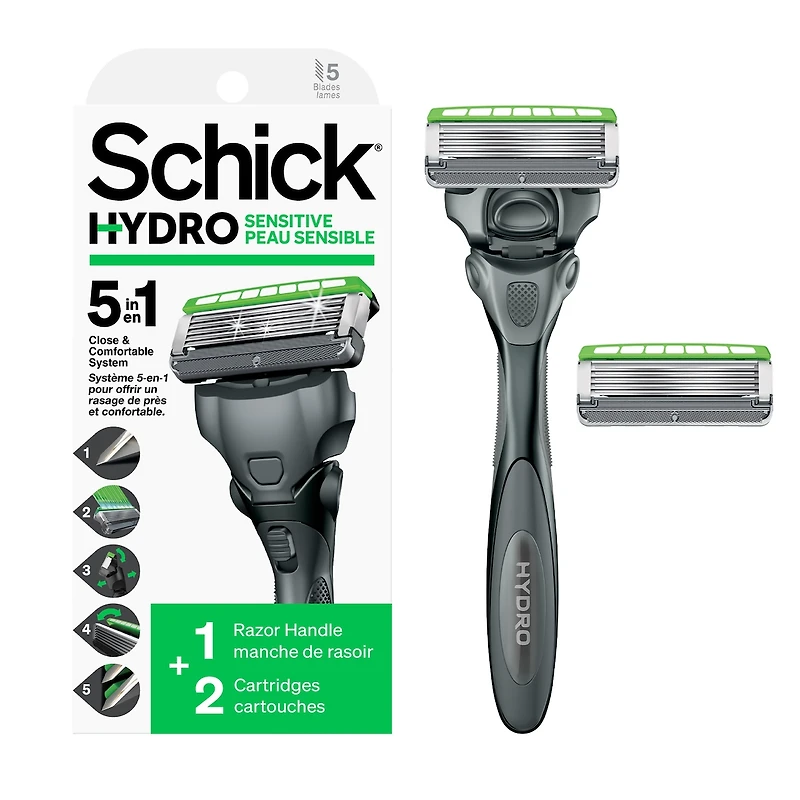 Rasoir pour hommes Schick Hydro Skin Comfort avec gel apaisant pour peaux sensibles