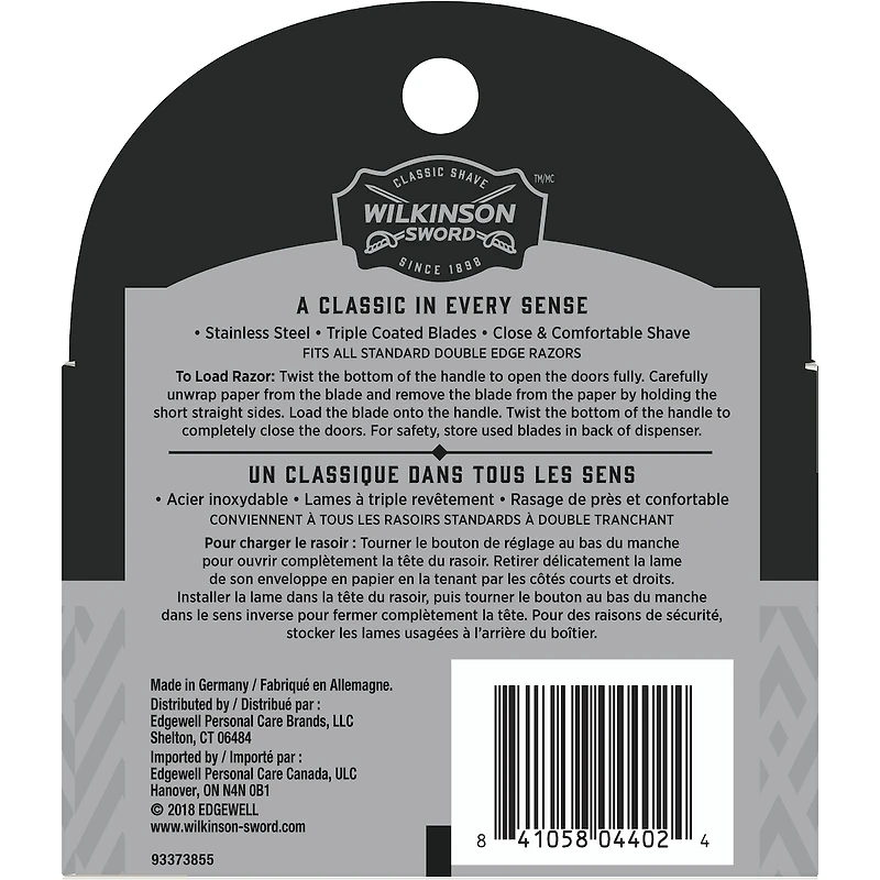 Lames classiques pour rasoir de sécurité à double tranchant de Wilkinson Sword