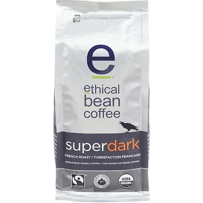 Fairtrade Organic Coffee, Superdark French Roast, Whole Bean Coffee