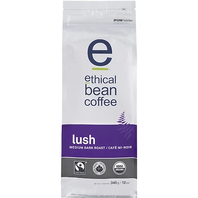 Fairtrade Organic Coffee, Lush Medium Dark Roast, Whole Bean Coffee
