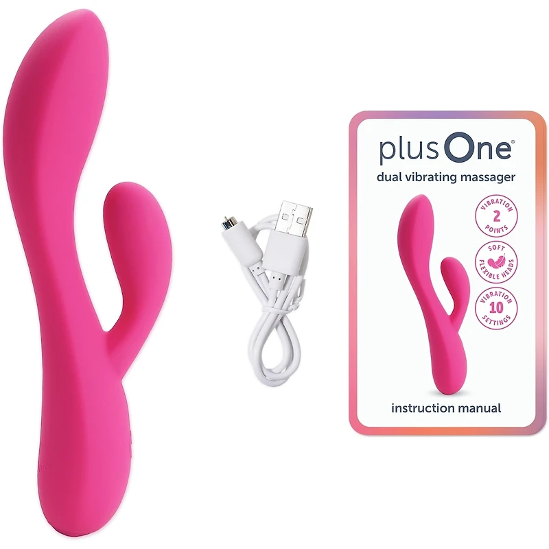 Dual Rabbit Vibrator for Women - Made of Body-Safe Silicone, Fully Waterproof, USB Rechargeable - Dual Vibrating Massager with 10 Vibration Settings