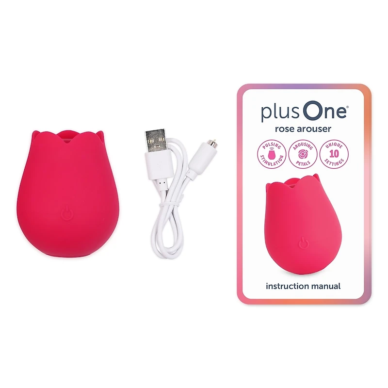 plusOne Rose Vibrator for Women - Clitoral Stimulator Made of Body-Safe Silicone, Waterproof, USB Rechargeable & 10 Pulsing Settings