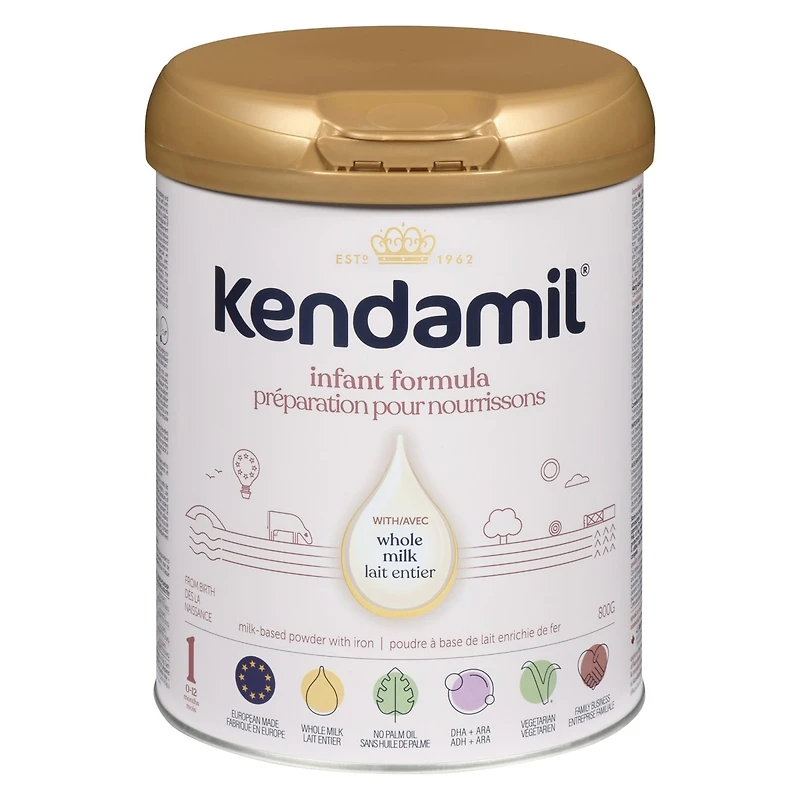 Kendamil Préparation pour nourrissons en poudre, européenne avec HMO, prébiotiques, sans huile de palme ni soja, avec DHA, 800g, 0-12 Mois Préparation pour nourrissons Kendamil