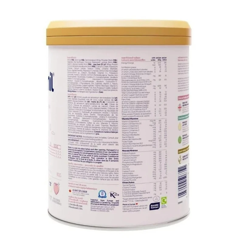 Kendamil Préparation pour nourrissons en poudre, européenne avec HMO, prébiotiques, sans huile de palme ni soja, avec DHA, 800g, 0-12 Mois Préparation pour nourrissons Kendamil