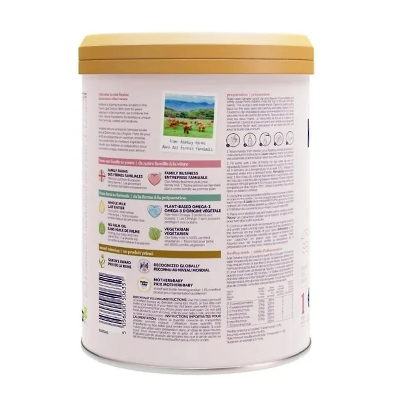 Kendamil Préparation pour nourrissons en poudre, européenne avec HMO, prébiotiques, sans huile de palme ni soja, avec DHA, 800g, 0-12 Mois Préparation pour nourrissons Kendamil