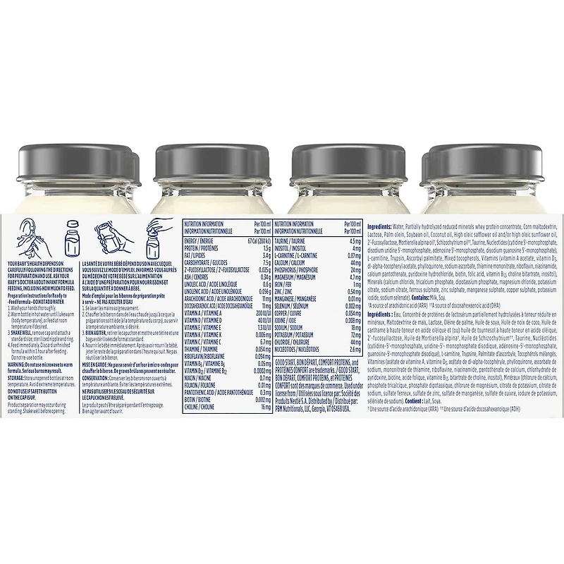 Préparation pour nourrissons Bon Départ Plus 1, biberons prêts à servir 8 x 89 ml