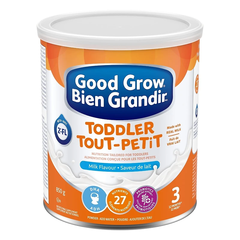 Bien Grandir Boisson nutritionnelle pour tout-petits, à partir de 12 mois, saveur lait, 850 g