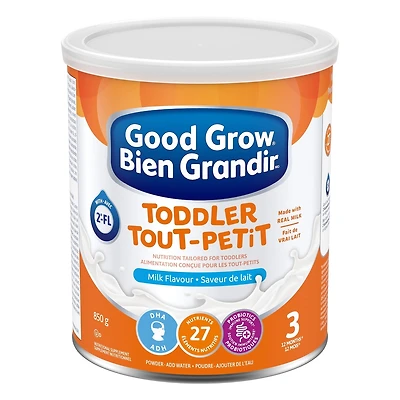 Bien Grandir Boisson nutritionnelle pour tout-petits, à partir de 12 mois, saveur lait, 850 g