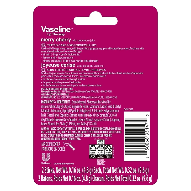 Vaseline Lip Therapy® Joyeuse Cerise  2 bâtons