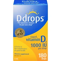 Ddrops Adultes 1000 UI vitamine D3, 180 gouttes