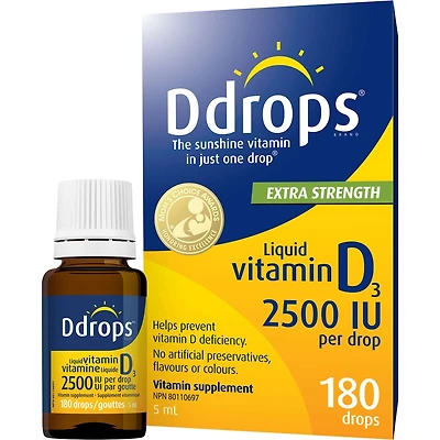 Ddrops Adult 2500 IU Vitamin D3, 180 drops