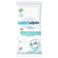 Sensitive+ On The Go Wipes, 3-en-1 nettoie, soigne, protège, 99,9 % d'eau, lingettes humides non parfumées, 28 unités (1 paquet)