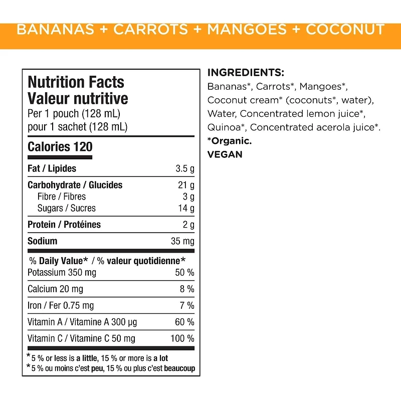Superblends Bananas, Carrots, Mangoes + Coconut Puree
