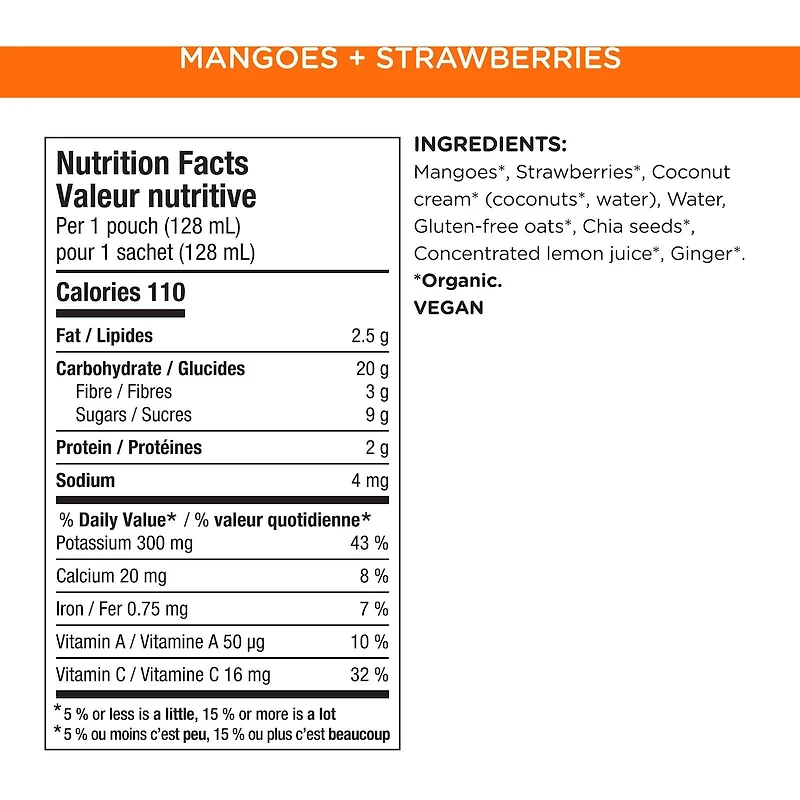 Purée mangues, fraises + gingembre Brekky Blends