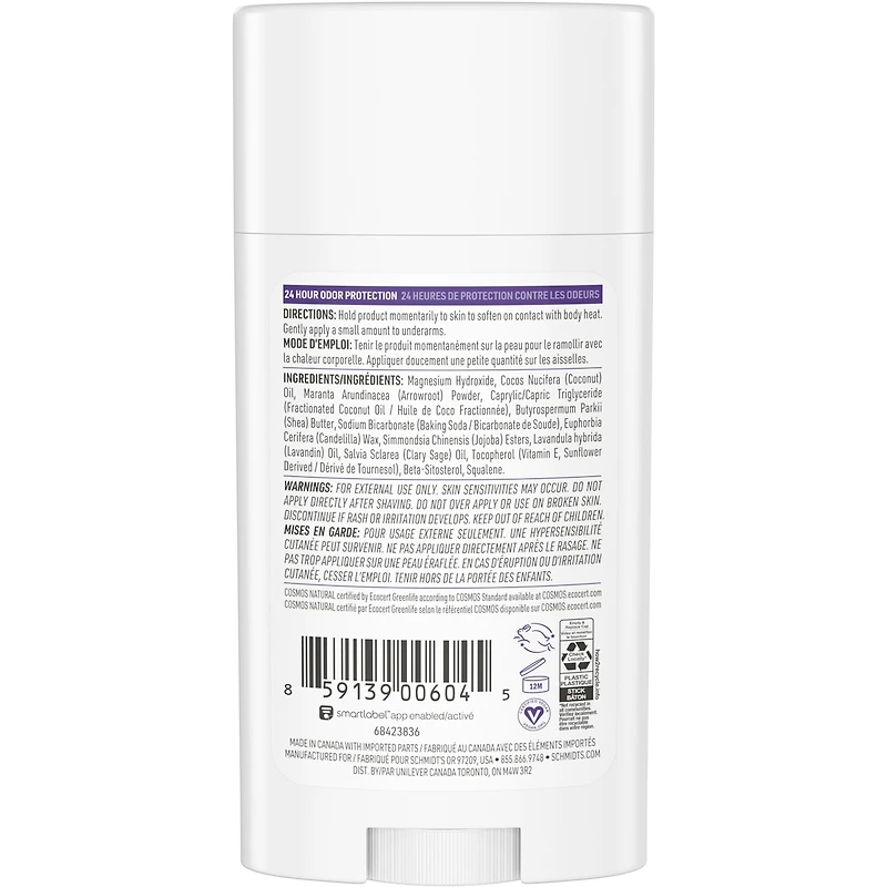 Schmidt's  Natural Origin Deodorant 48 Hour Protection Lavender & Sage Deodorant for Men and Women 75 g