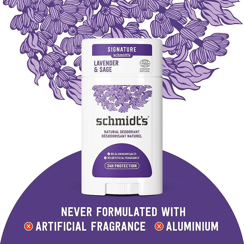 Schmidt's  Natural Origin Deodorant 48 Hour Protection Lavender & Sage Deodorant for Men and Women 75 g