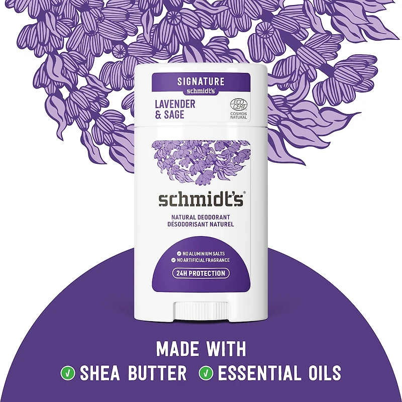 Schmidt's  Natural Origin Deodorant 48 Hour Protection Lavender & Sage Deodorant for Men and Women 75 g