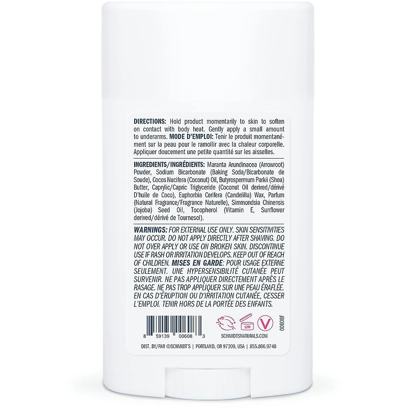 Schmidt's  Natural Origin Deodorant 48 Hour Protection Rose & Vanilla Deodorant for Men and Women 75 g