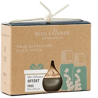 Ens. 2 huiles essentielles eucalyptus + diffuseur goutte
