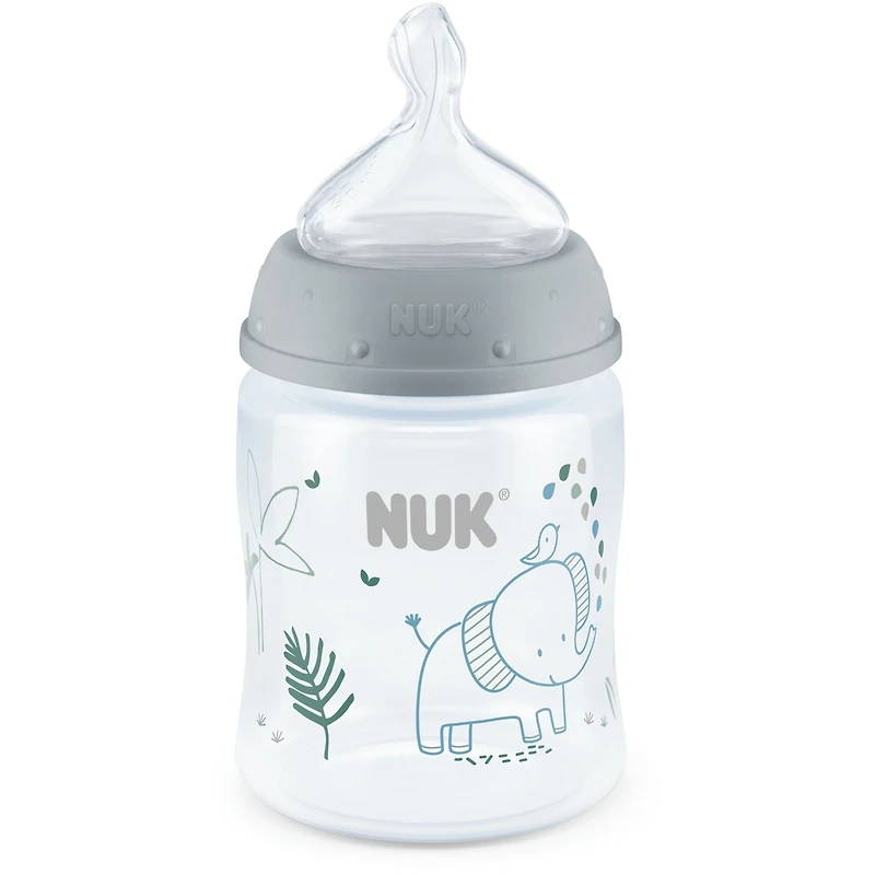 Biberon anti-colique NUK, écoulement régulie, 150 ml (5 oz), éléphant gris, 1 pièce