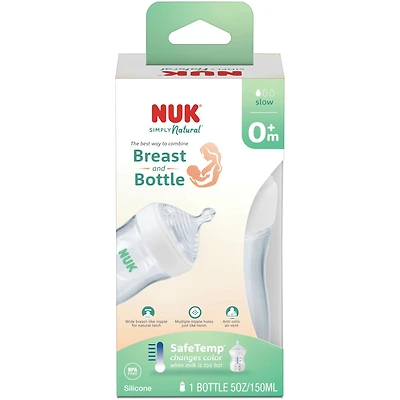 NUK Simply Natural Bottle with SafeTemp, 5 oz (150 mL), 1 Pack