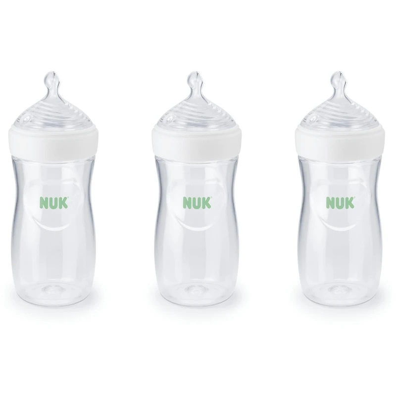 NUK Simply Natural Bottle with SafeTemp, 9 oz (270 mL), White, 3 Pack