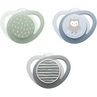 Sucette orthodontique NUK, 0 à 6 mois, hibou bleu, 3 pièces