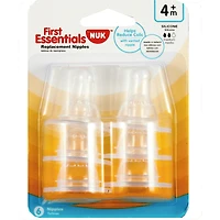 TÉTINE First Essentials de NUK, 6/PAQ., DÉBIT MOYEN, SILICONE