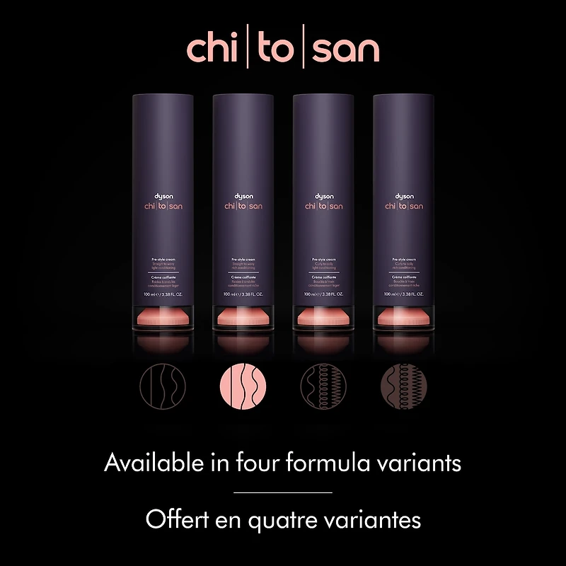 Crème de précoiffage Dyson Chitosan pour revitalisation riche des cheveux droits à ondulés (100ml)