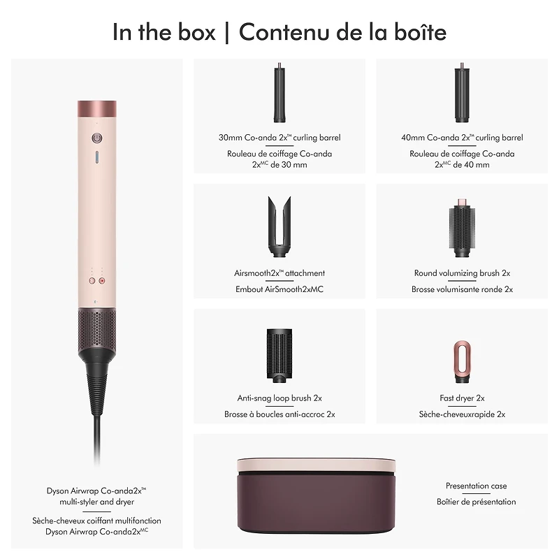 Sèche-cheveux coiffant multifonction Dyson Airwrap Co-anda2xMC pour cheveux droits et ondulés, offert en Rose céramique