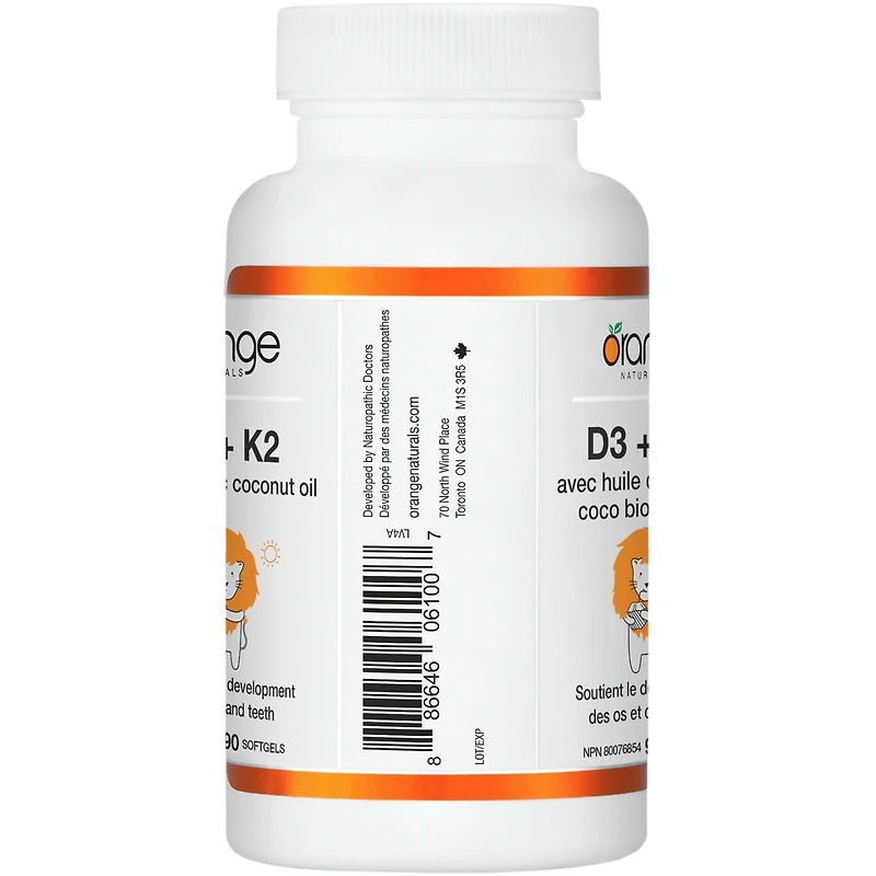 D3 + K2 gélules - avec huile de noix de coco biologique