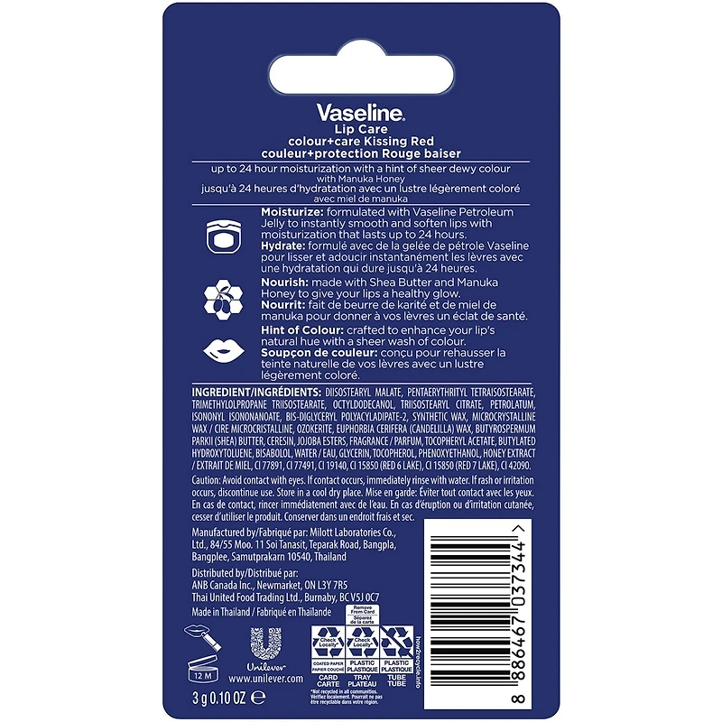 Vaseline® Soin des Lèvres Couleur+Protection Rouge Baiser