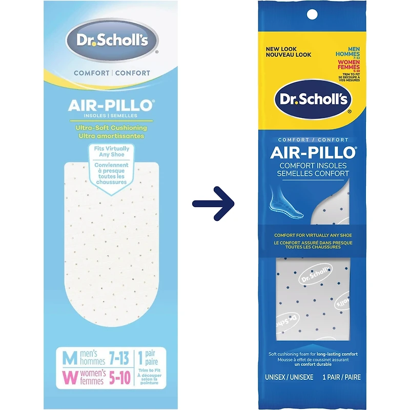 Semelles confort Air-Pillo®,  unisexes, hommes 7-12, femmes 5-10