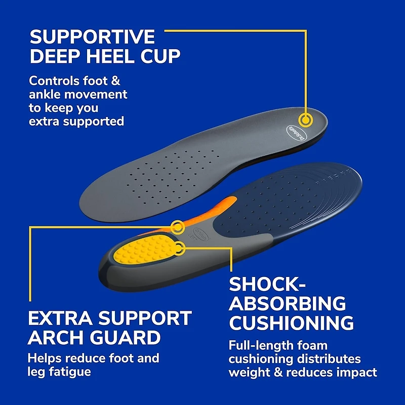Heavy Duty Support Insole Orthotics, Big & Tall, 200lbs+, Men, Size 8-14