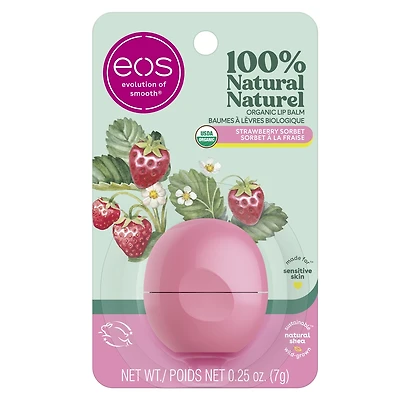 eos Baume à lèvres sphérique 100 % naturel et biologique - Sorbet à la fraise