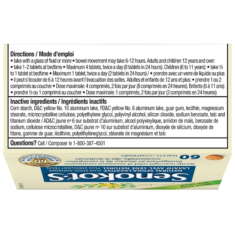 Senokot® Extra Fort Laxatif Naturel 60ct