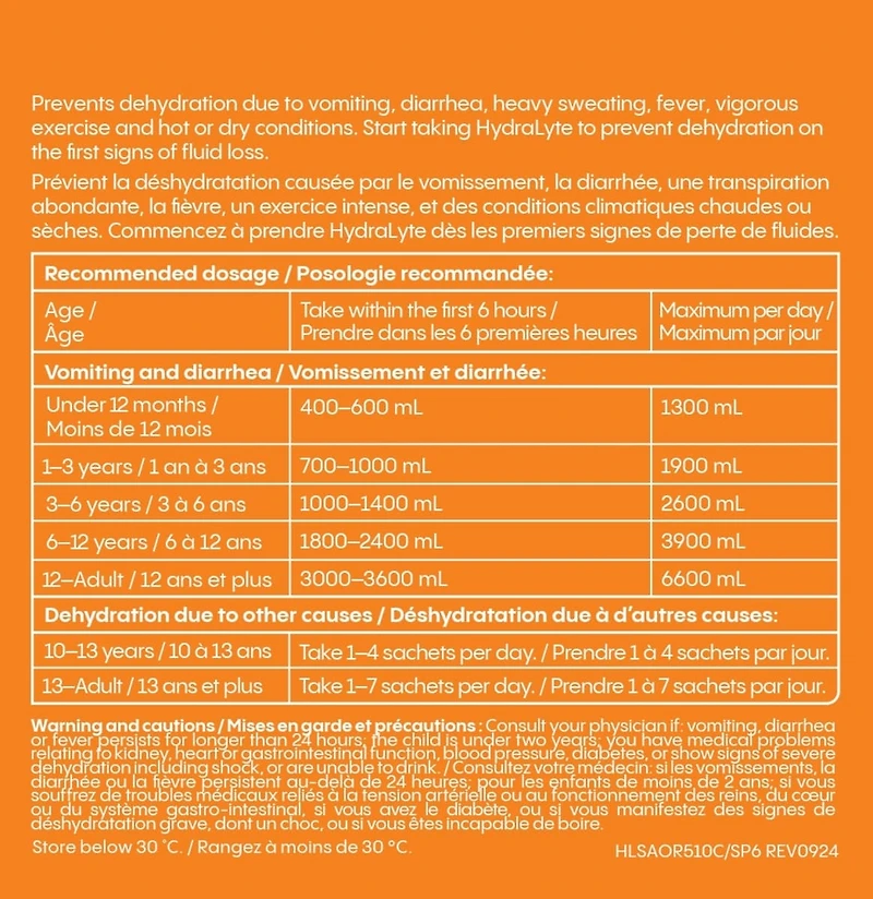 Hydralyte Poudre Pour Le Maintien Electrolyte Orange