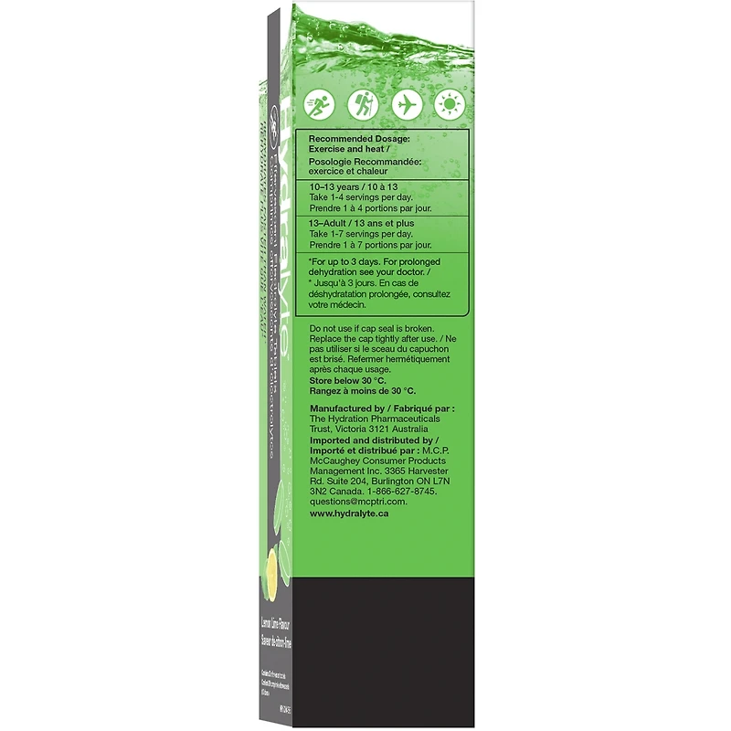 Comprimés effervescents d'électrolytes, Saveur de citron-lime