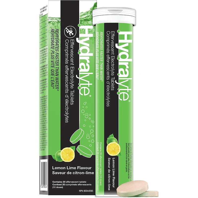Comprimés effervescents d'électrolytes, Saveur de citron-lime